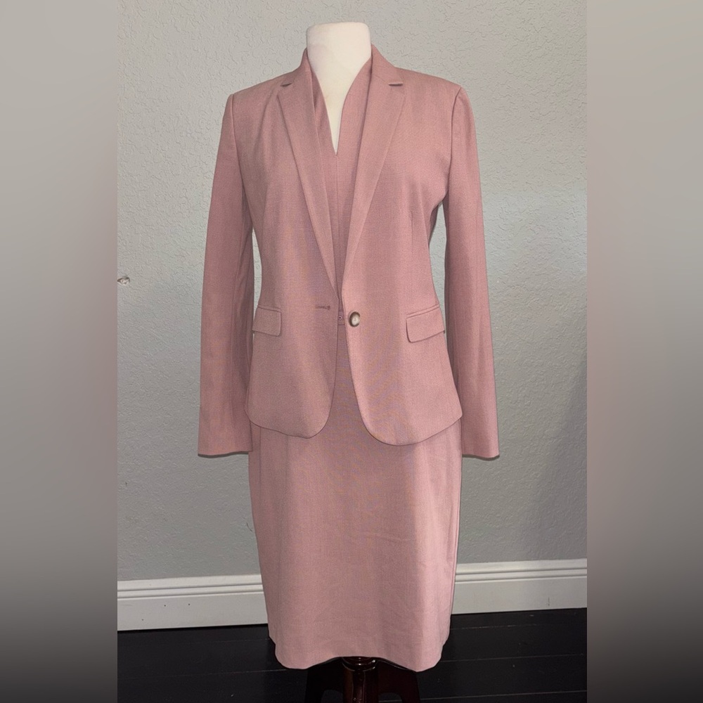 Ann Taylor Blush Pink Belted Midi Dress